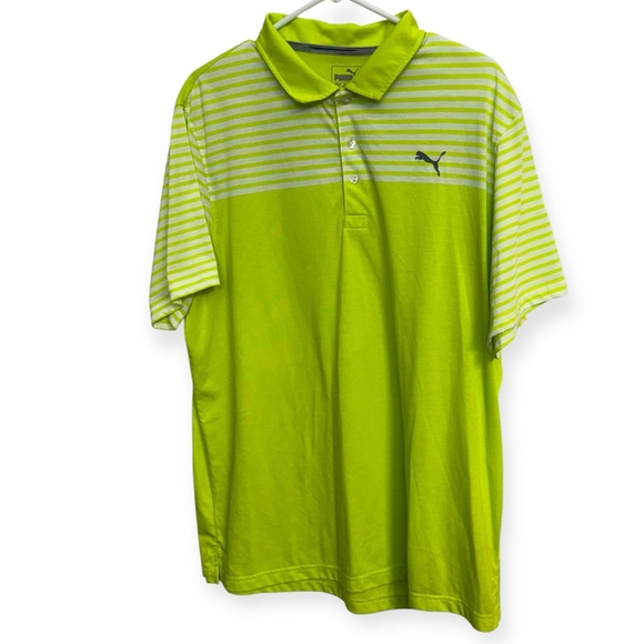 Puma Men's Lime Striped Polo Shirt Size XL - Picture 1 of 2